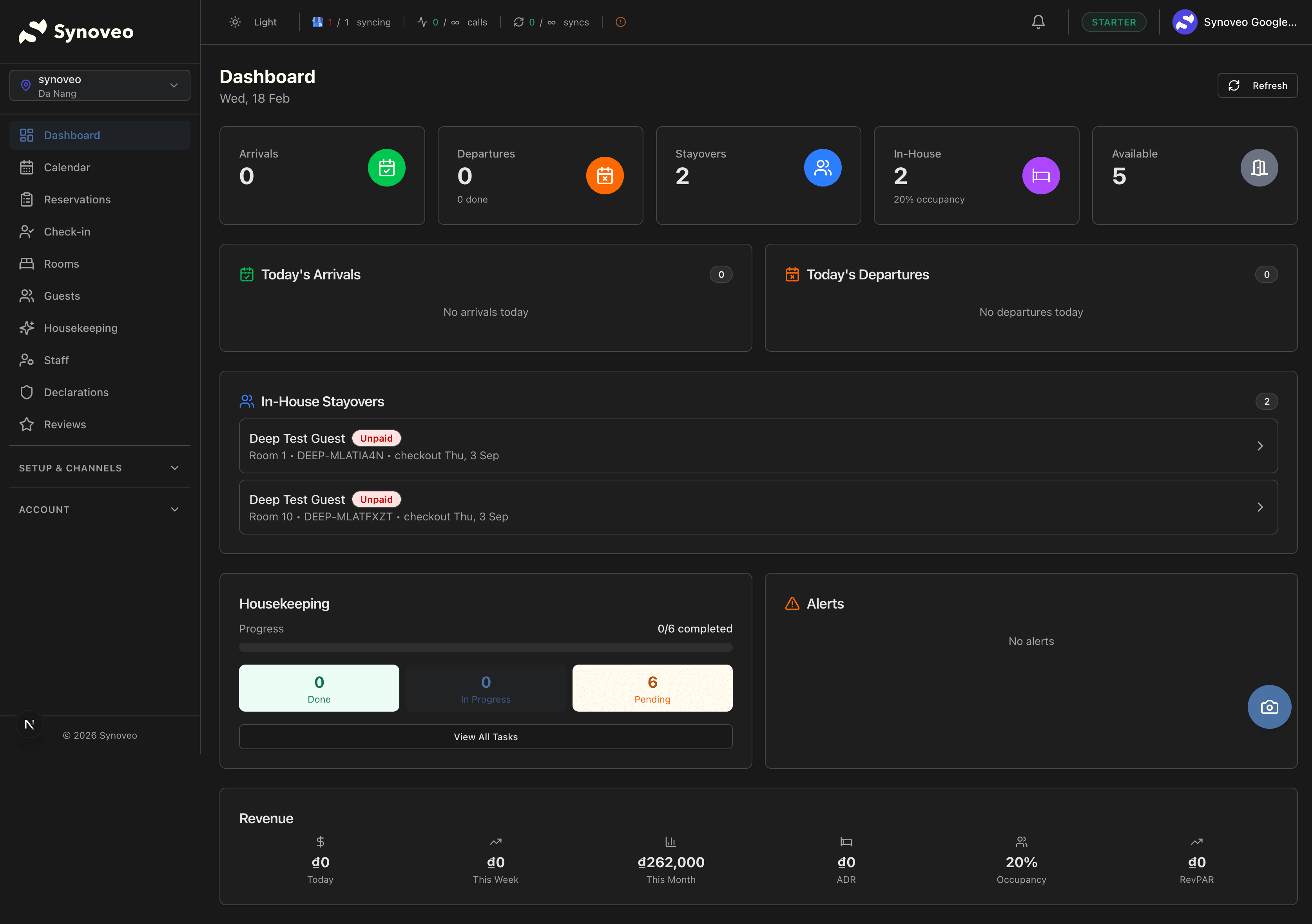 Synoveo dashboard