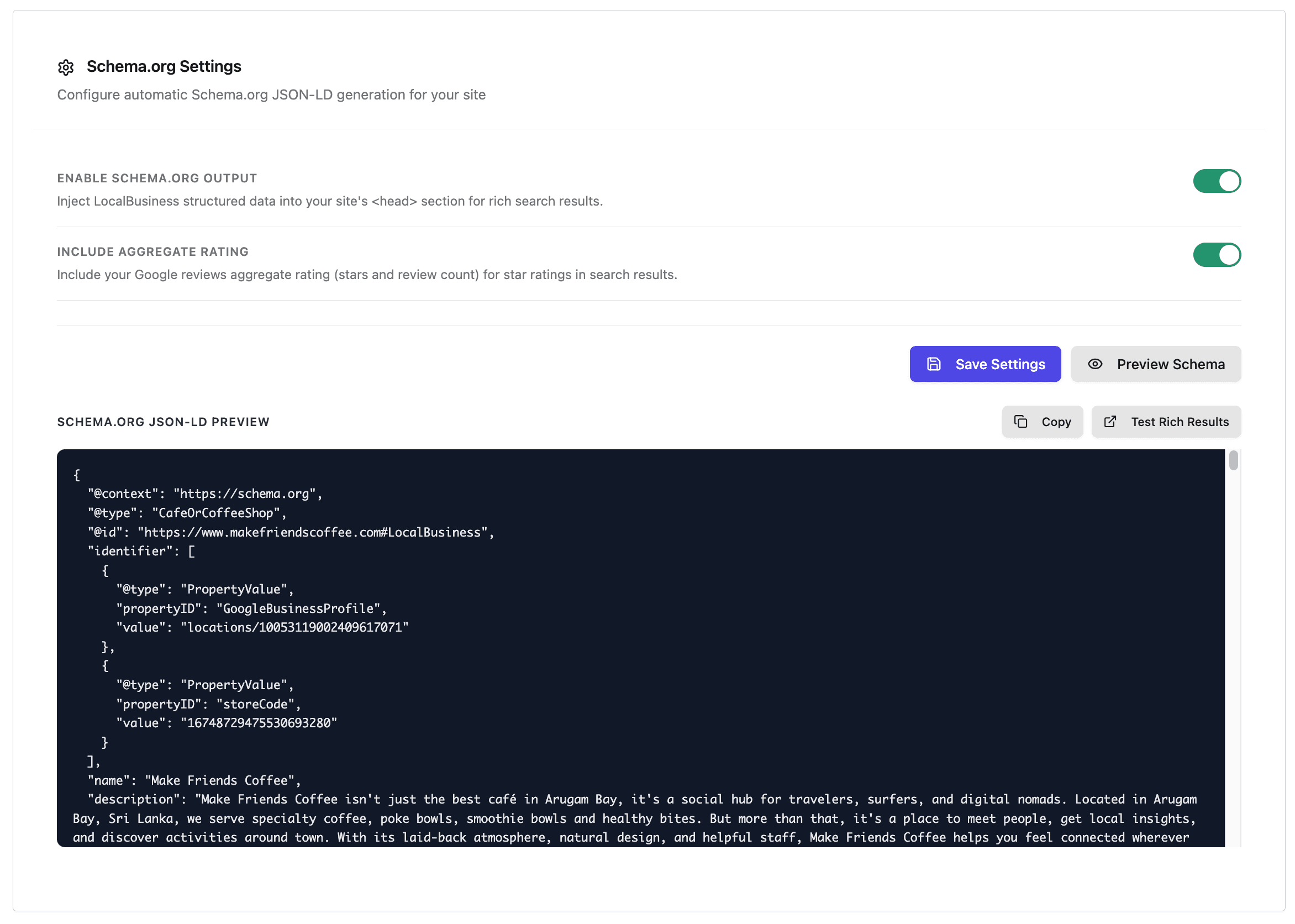 Schema.org JSON-LD preview