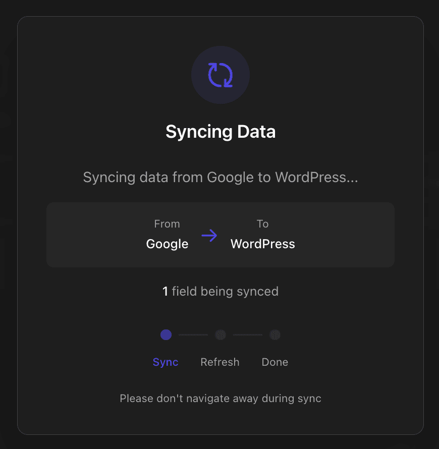 Sync progress