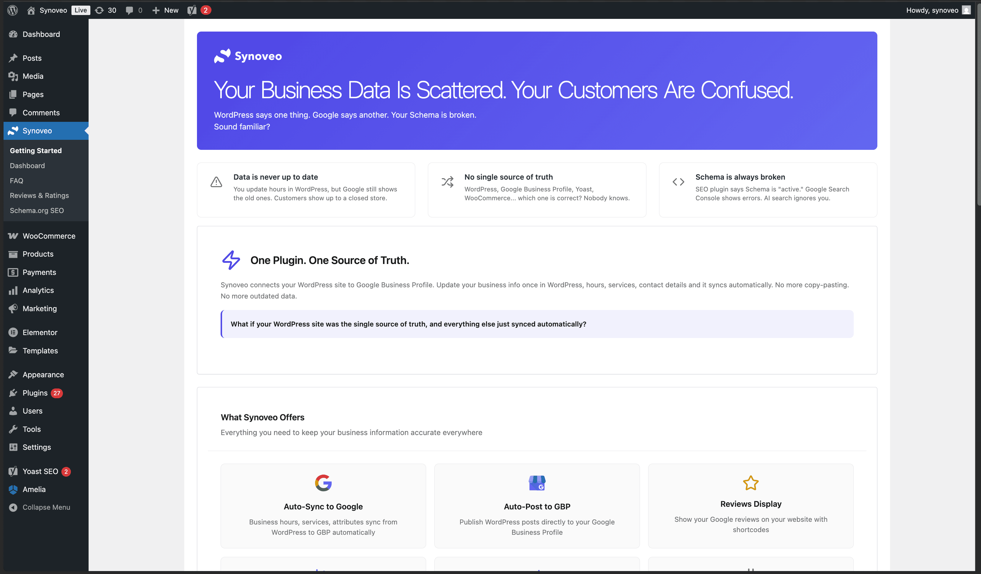 Synoveo Getting Started page